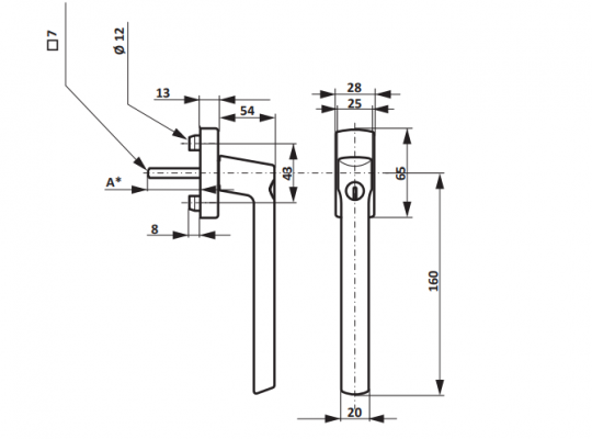 Klika Si-line PSK ABS 35 - zamykací